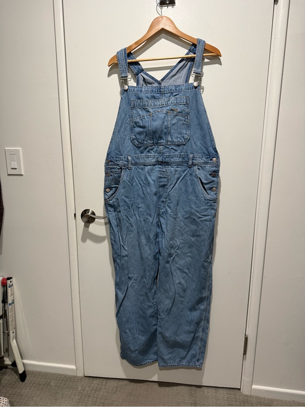 Gap 90s Relaxed Loose Fit Medium Wash Denim Overalls Size XL Utility Pocket